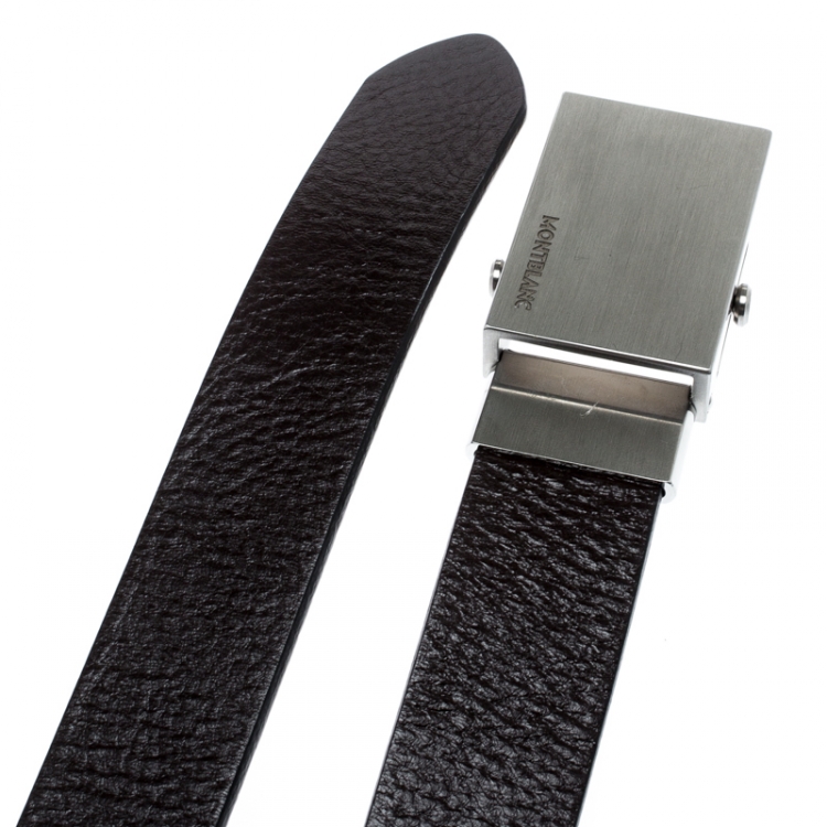 Pre Owned Montblanc Black Leather Military Buckle Belt 