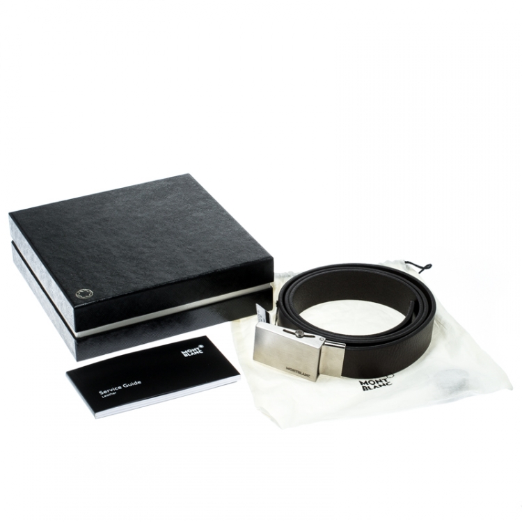 Pre Owned Montblanc Black Leather Military Buckle Belt 