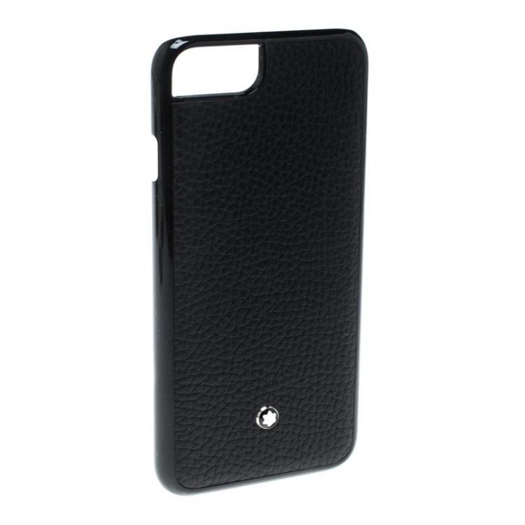 Pre Owned Montblanc Black Soft Grain Leather Hardphone Iphone 8 Case