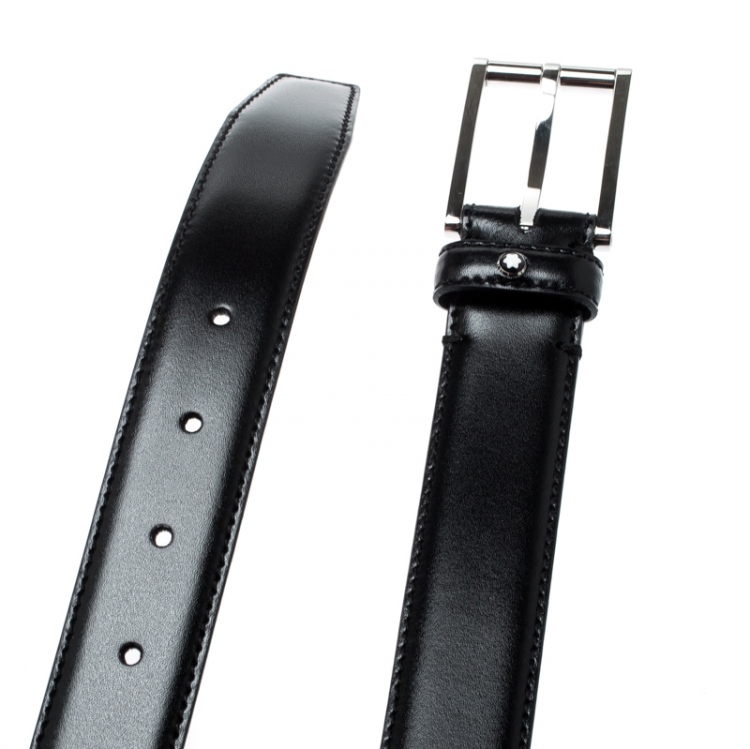 Pre Owned Montblanc Black Leather Belt 105CM