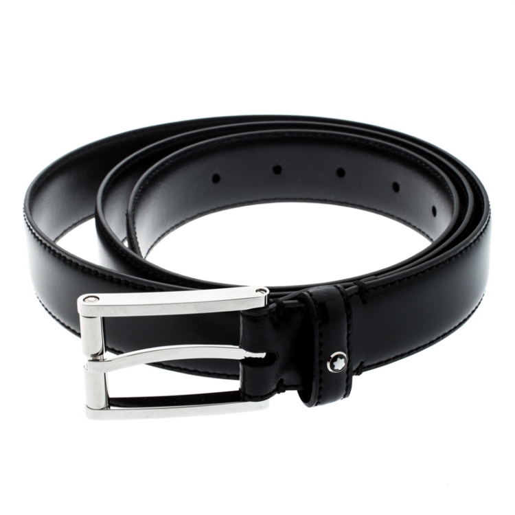 Pre Owned Montblanc Black Leather Belt 105CM