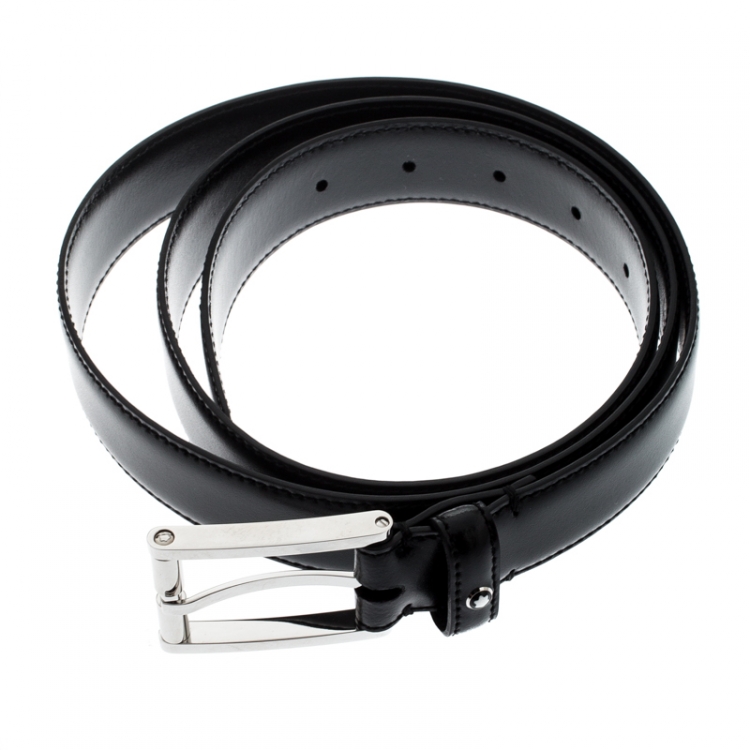 Pre Owned Montblanc Black Leather Belt 105CM