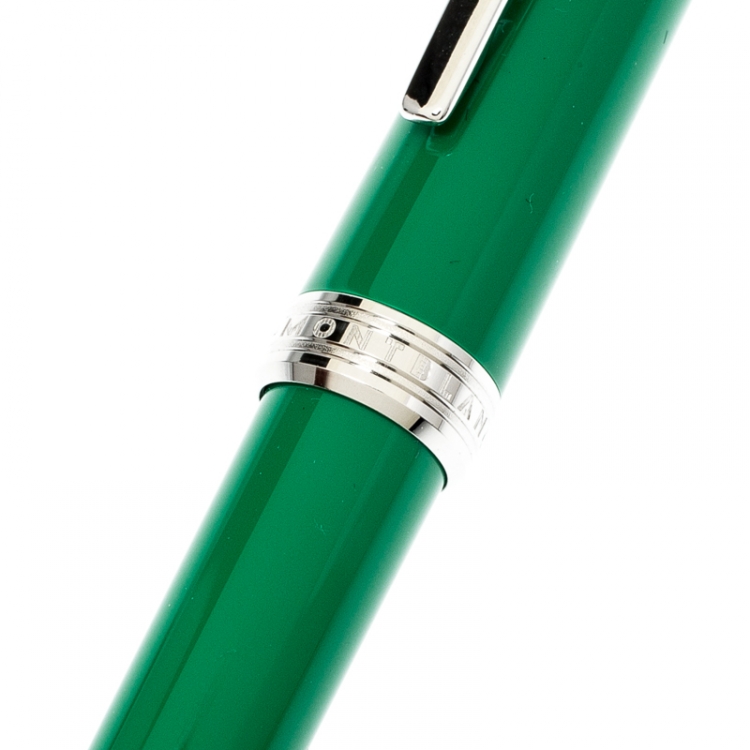 Pre Owned Montblanc Green Resin Platinum Finish Ballpoint Pen 