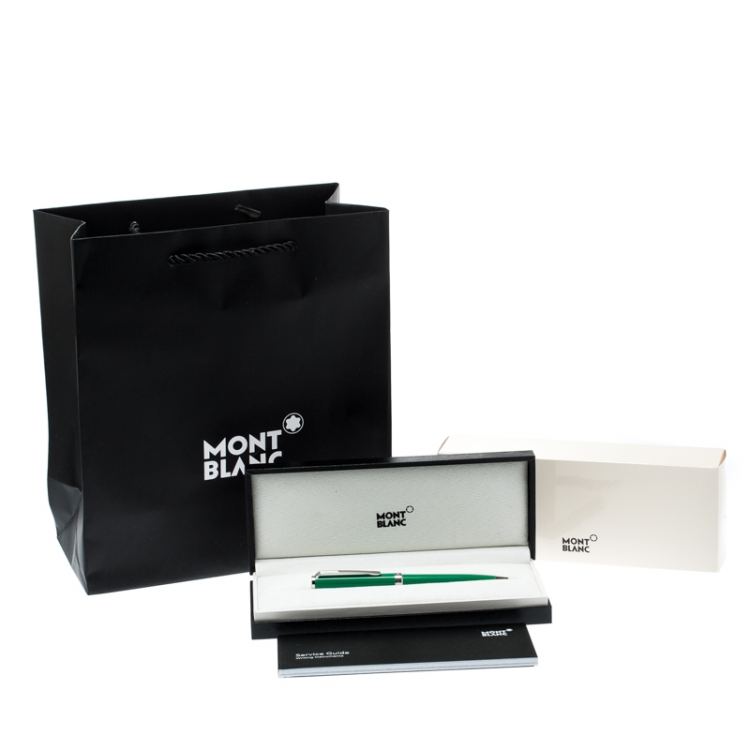 Pre Owned Montblanc Green Resin Platinum Finish Ballpoint Pen 