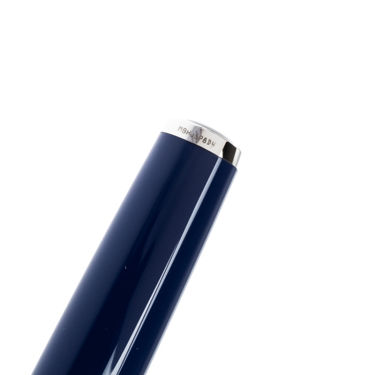 Pre Owned Montblanc Blue Resin Platinum Finish Ballpoint Pen 