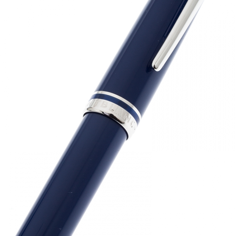 Pre Owned Montblanc Blue Resin Platinum Finish Ballpoint Pen 