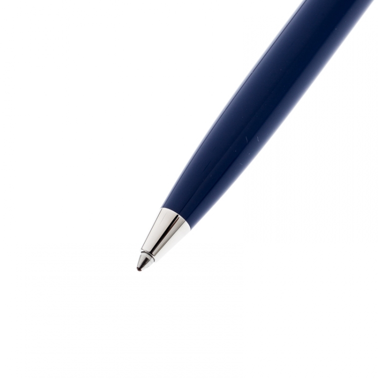 Pre Owned Montblanc Blue Resin Platinum Finish Ballpoint Pen 