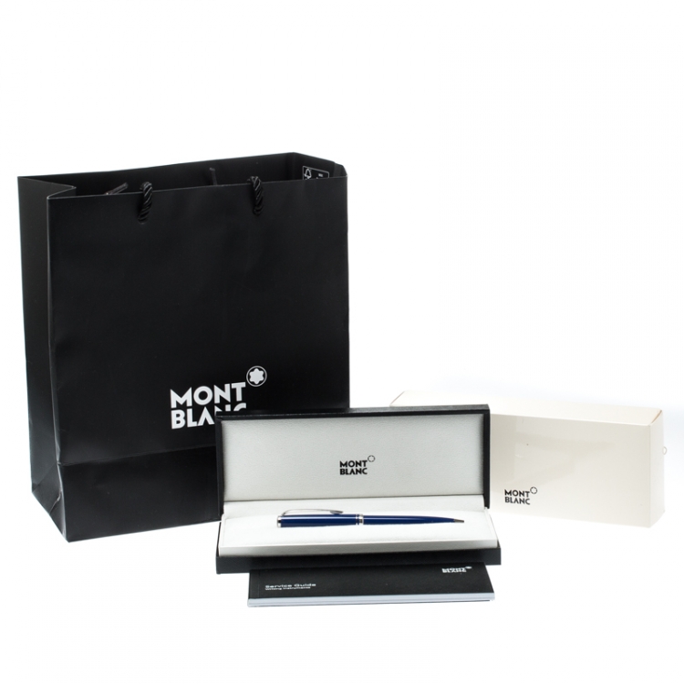 Pre Owned Montblanc Blue Resin Platinum Finish Ballpoint Pen 