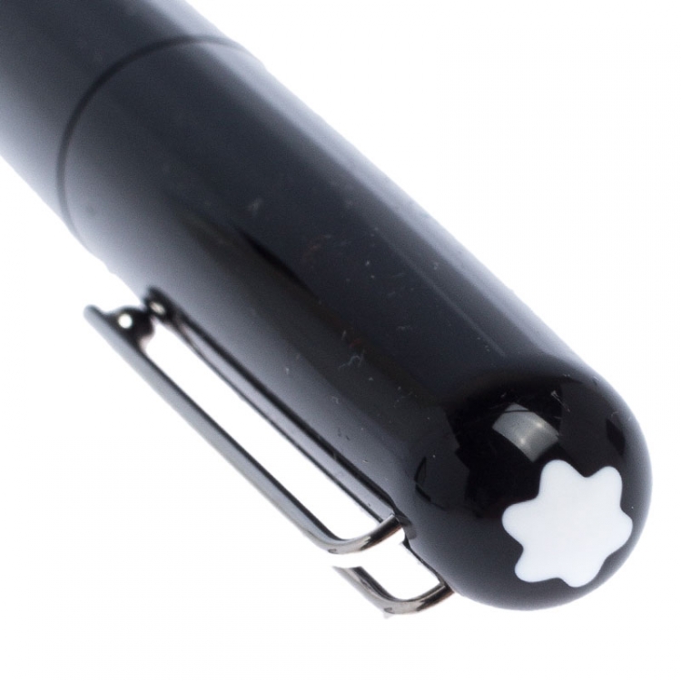 Pre Owned Montblanc M Black Resin Platinum Coated Rollerball Pen