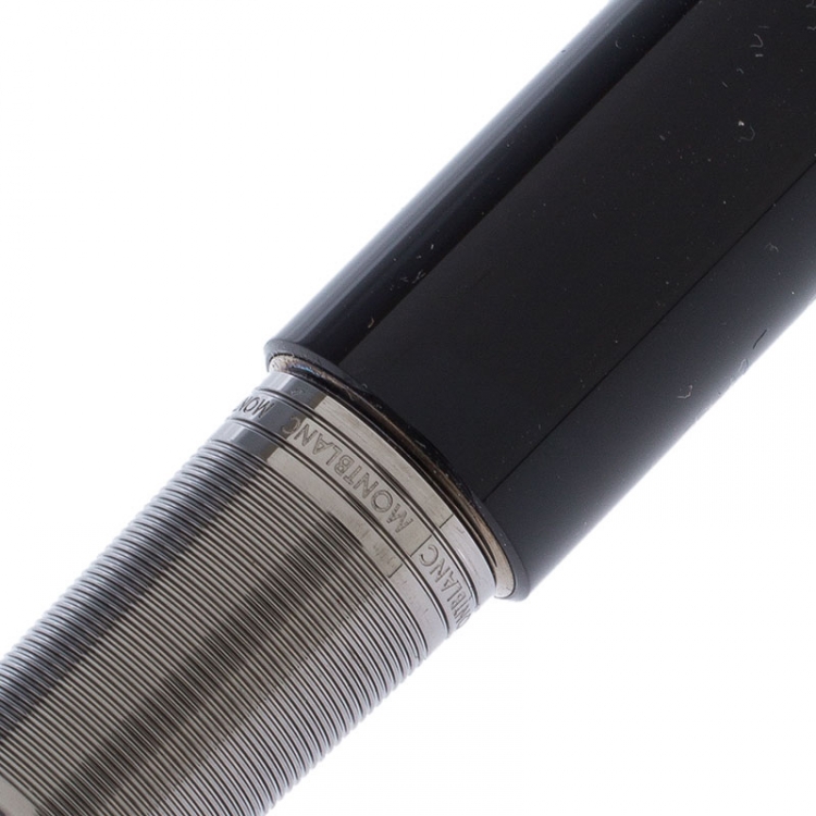 Pre Owned Montblanc M Black Resin Platinum Coated Rollerball Pen