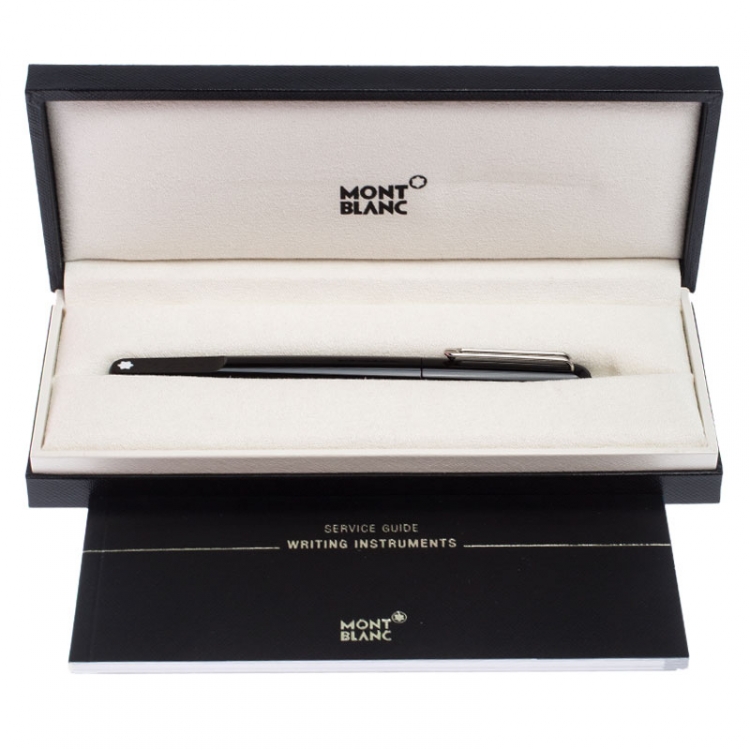 Pre Owned Montblanc M Black Resin Platinum Coated Rollerball Pen