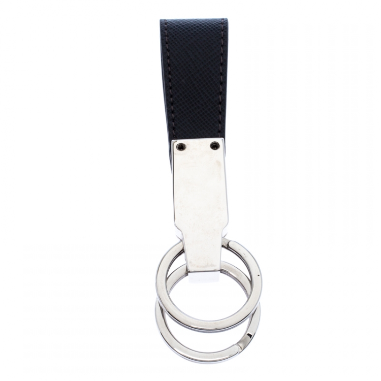Pre Owned Montblanc Black Leather Sartorial Fob Loop Key Chain 