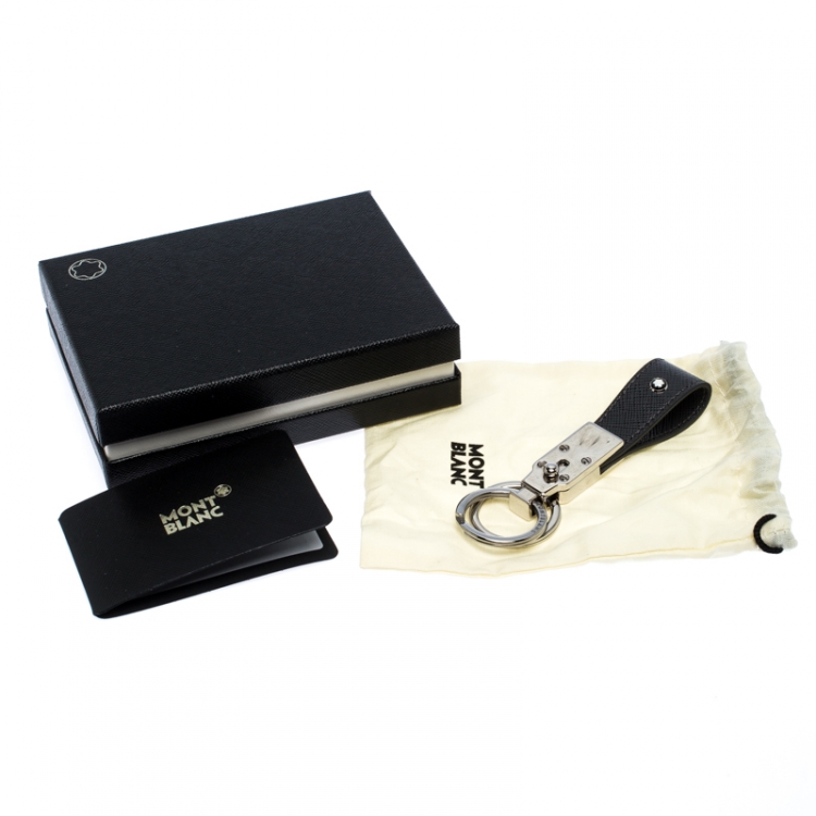Pre Owned Montblanc Black Leather Sartorial Fob Loop Key Chain 