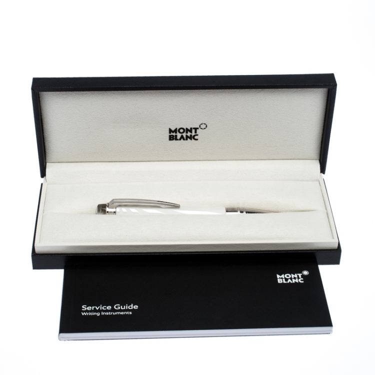 Pre Owned Montblanc StarWalker White Ceramics Doué Silver Tone Fineliner Pen
