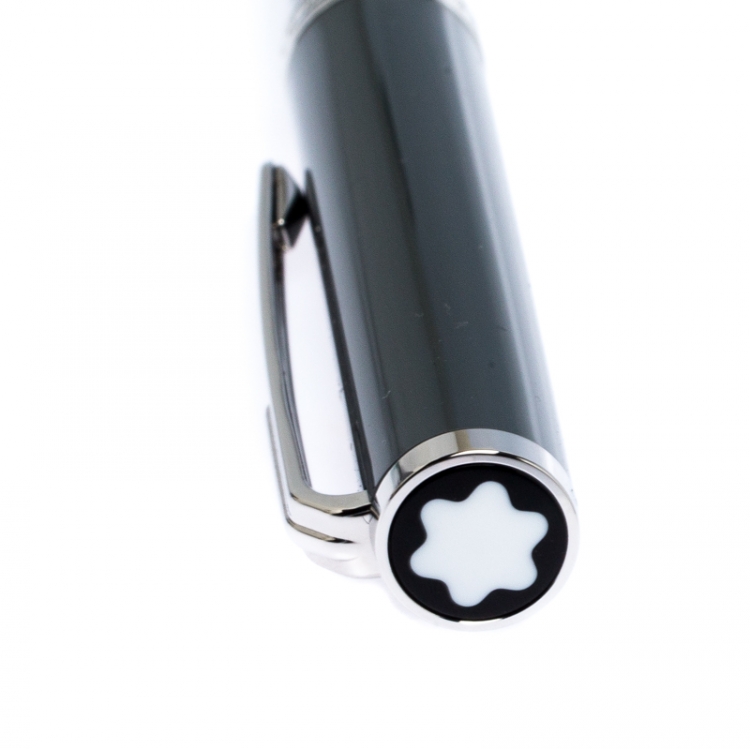 Pre Owned Montblanc Grey Lacquer Platinum Finish Ballpoint Pen