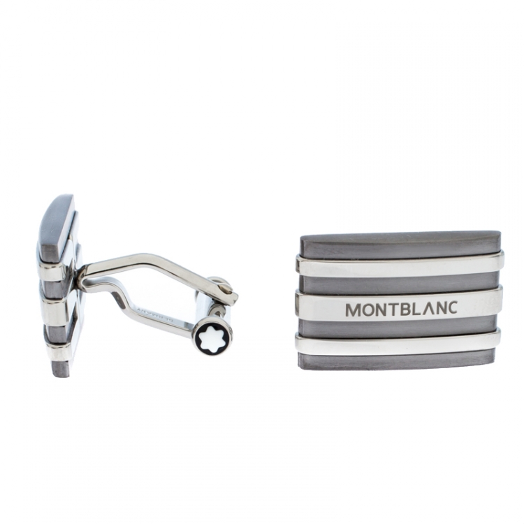 Pre Owned Montblanc Meisterstuck Stainless Steel & Tantalum Rectangular Cufflinks