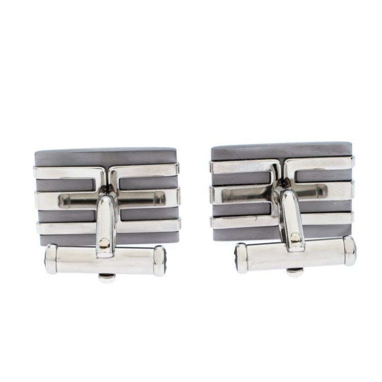 Pre Owned Montblanc Meisterstuck Stainless Steel & Tantalum Rectangular Cufflinks
