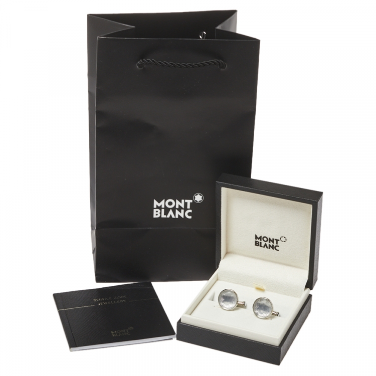 Pre Owned Montblanc Stainless Steel & Glass Urban Spirit Round Cufflinks