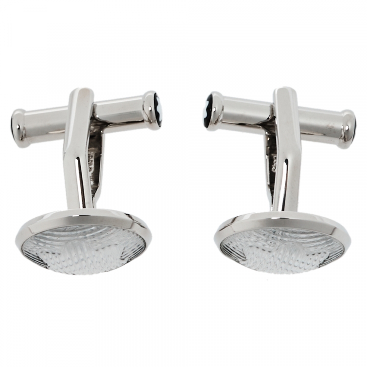Pre Owned Montblanc Stainless Steel & Glass Urban Spirit Round Cufflinks
