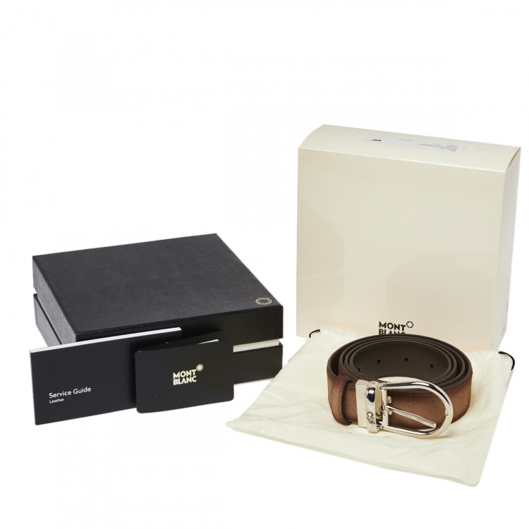Pre Owned Montblanc Ombre Beige Suede Casual Line Buckle Belt 110CM