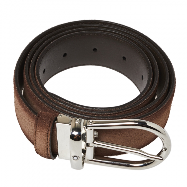 Pre Owned Montblanc Ombre Beige Suede Casual Line Buckle Belt 110CM