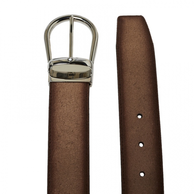 Pre Owned Montblanc Ombre Beige Suede Casual Line Buckle Belt 110CM