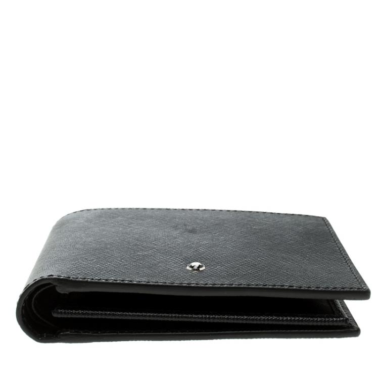 Pre Owned Montblanc Black Leather Sactorial Bi Fold 9CC Wallet