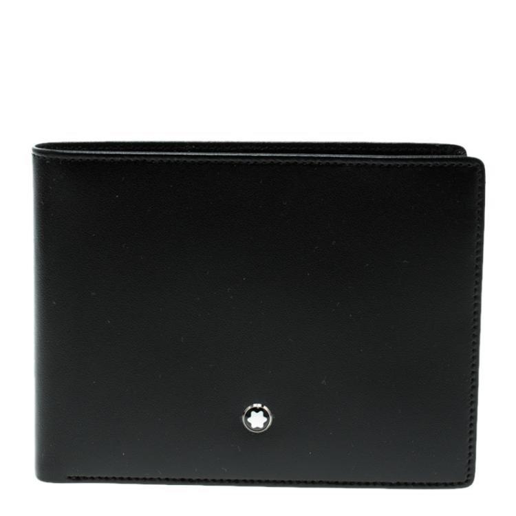 Pre Owned Montblanc Black Leather 6cc Bifold Wallet 