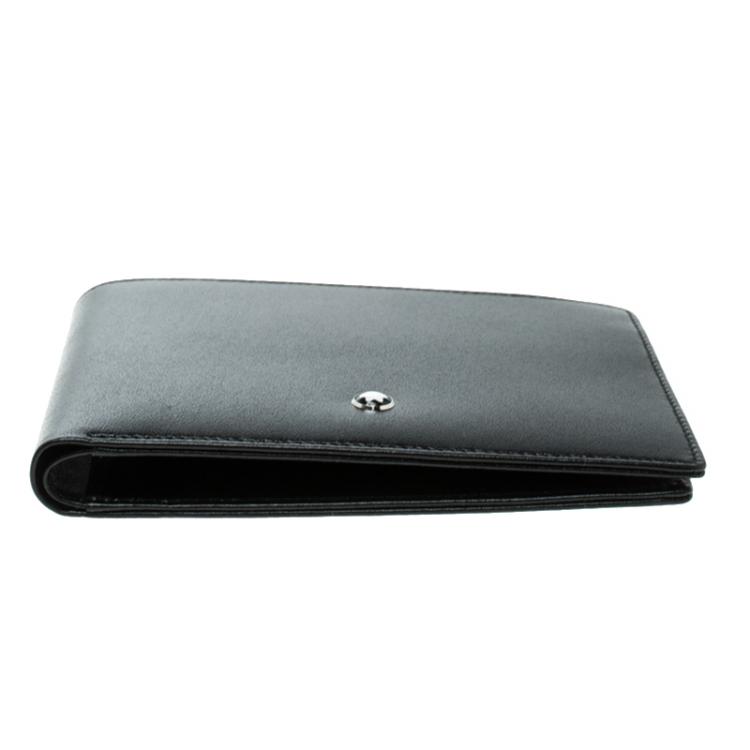 Pre Owned Montblanc Black Leather 6cc Bifold Wallet 