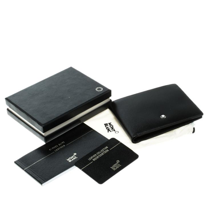 Pre Owned Montblanc Black Leather 6cc Bifold Wallet 