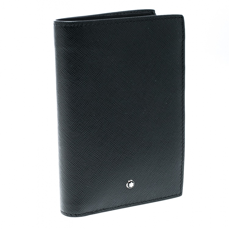 Pre Owned Montblanc Black Leather Sartorial Vertical Flap 12cc Wallet 