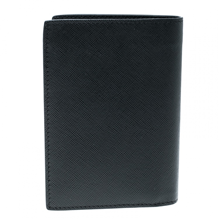Pre Owned Montblanc Black Leather Sartorial Vertical Flap 12cc Wallet 