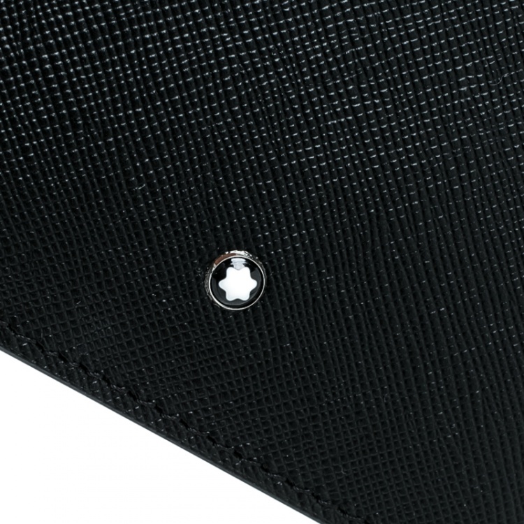 Pre Owned Montblanc Black Leather Sartorial Vertical Flap 12cc Wallet 