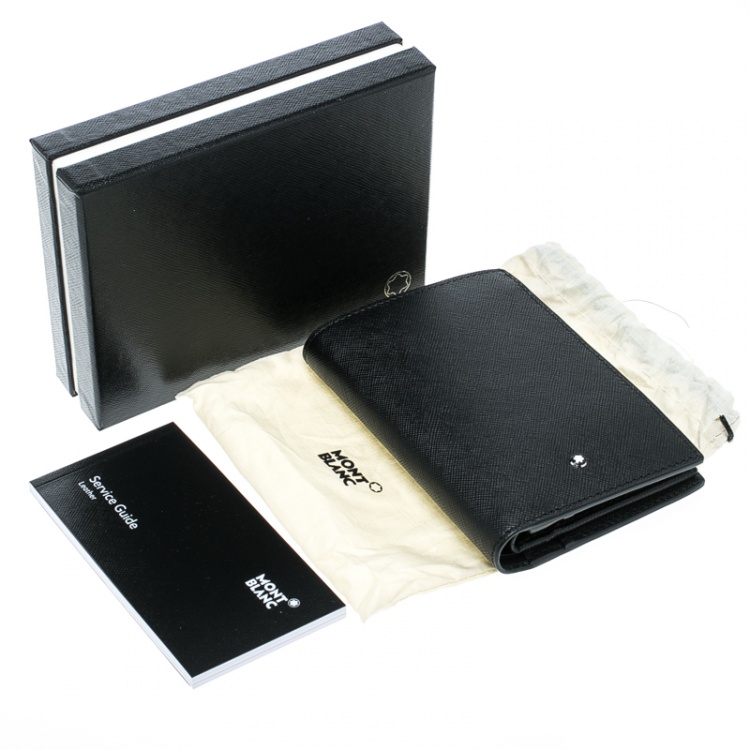 Pre Owned Montblanc Black Leather Sartorial Vertical Flap 12cc Wallet 