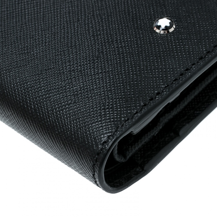 Pre Owned Montblanc Black Leather Sartorial Vertical Flap 12cc Wallet 