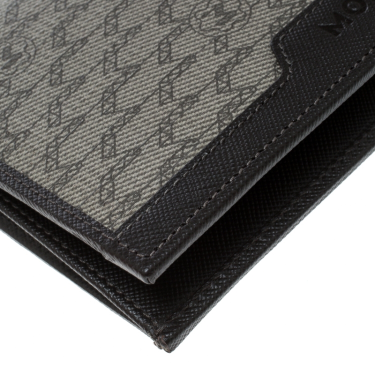 Pre Owned Montblanc Beige Signature Coated Canvas Continental Wallet