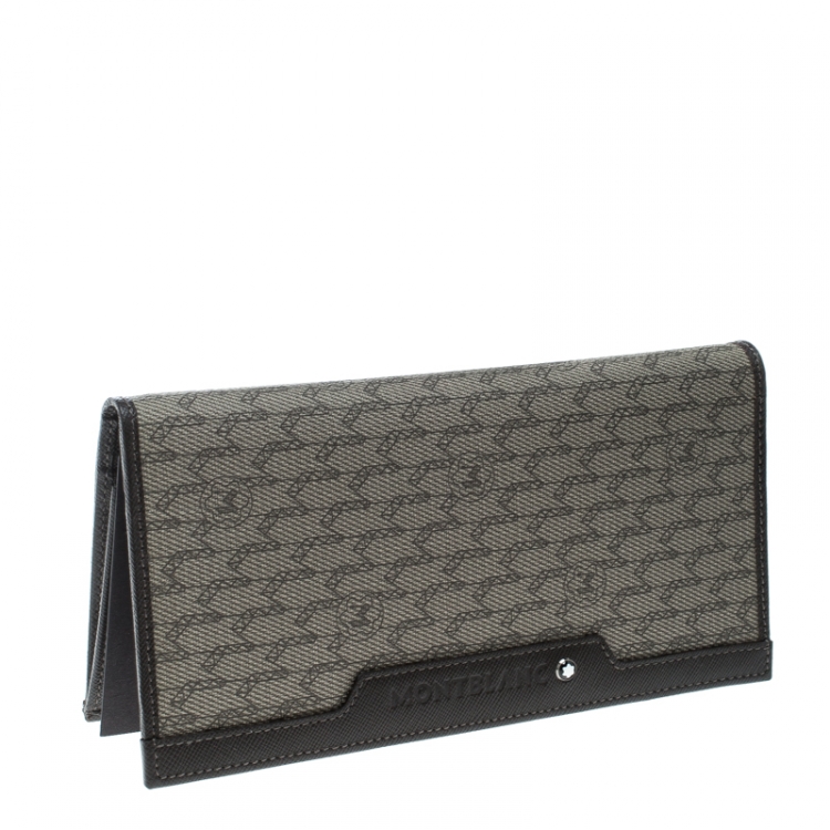 Pre Owned Montblanc Beige Signature Coated Canvas Continental Wallet