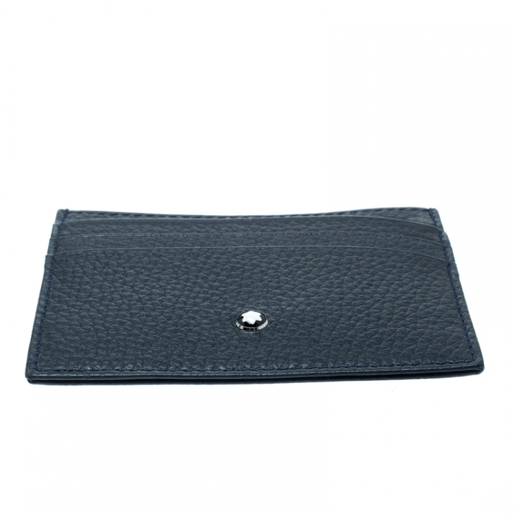 Pre Owned Montblanc Blue Soft Grain Leather Meisterstuck Card Holder 6CC