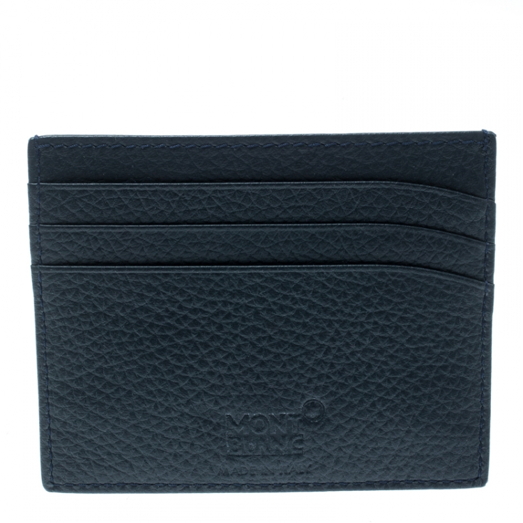 Pre Owned Montblanc Blue Soft Grain Leather Meisterstuck Card Holder 6CC