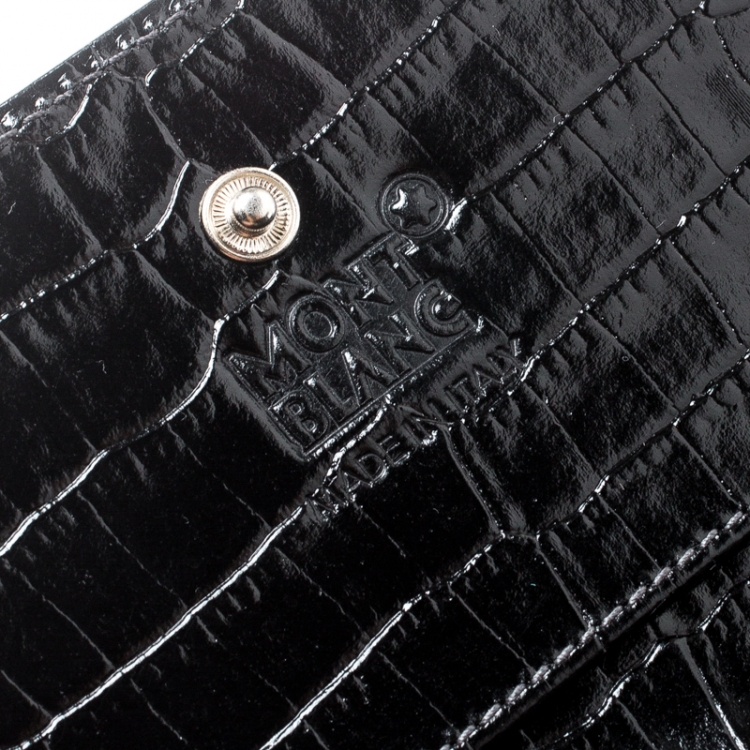 Pre Owned Montblanc Black Croc Embossed Leather La Vie De Boheme Coin Case