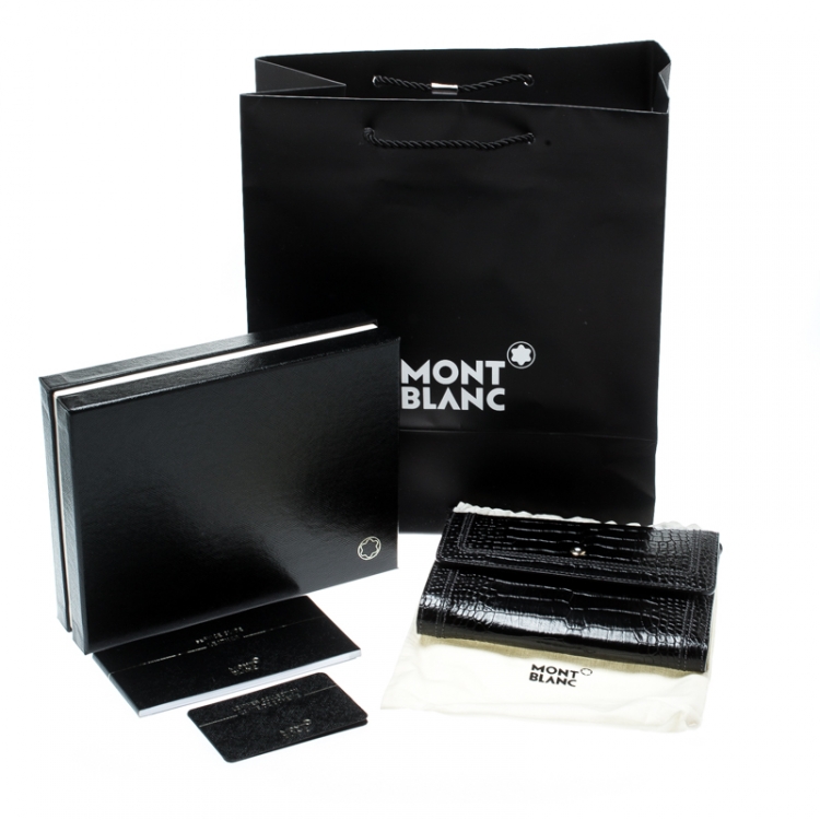 Pre Owned Montblanc Black Croc Embossed Leather La Vie De Boheme Coin Case