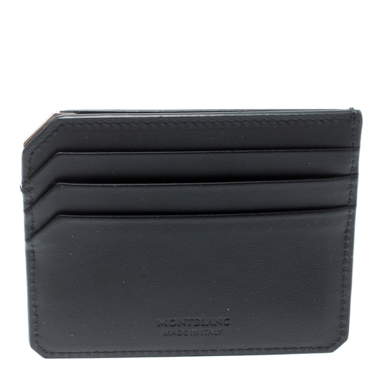 Pre Owned Montblanc Black Leather Urban Spirit Card Holder 6CC
