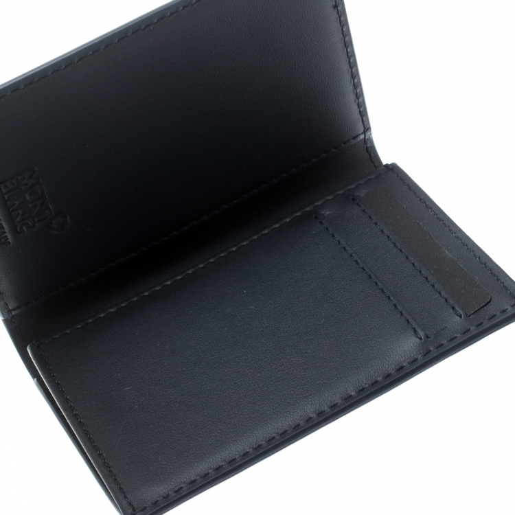 Pre Owned Montblanc Navy Blue Leather Extreme Business Card Holder 