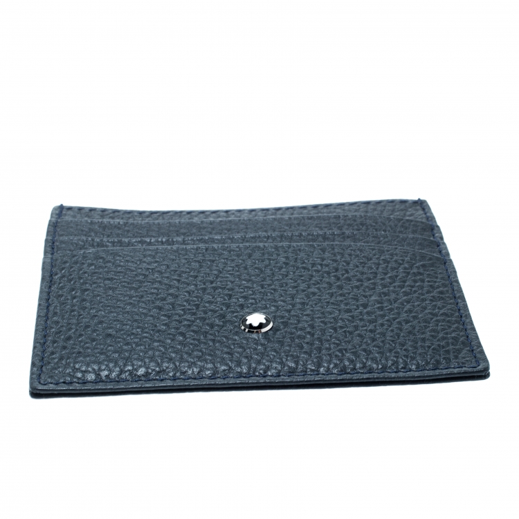 مملوكة مسبقًا Montblanc Navy Blue Soft Grain Leather Meisterstuck Card Holder 6CC