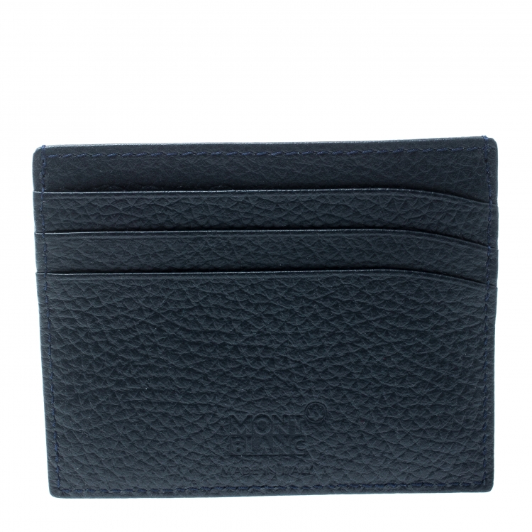 مملوكة مسبقًا Montblanc Navy Blue Soft Grain Leather Meisterstuck Card Holder 6CC