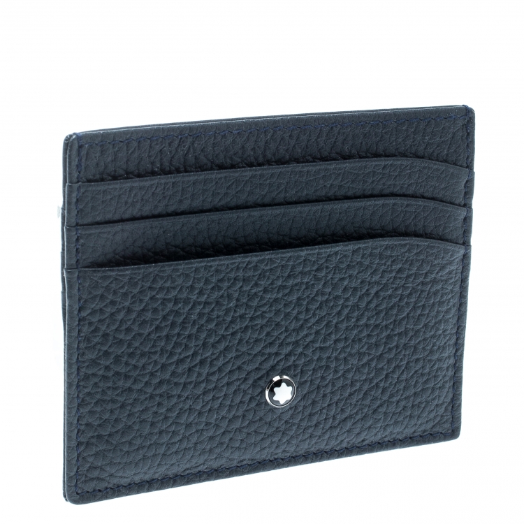 مملوكة مسبقًا Montblanc Navy Blue Soft Grain Leather Meisterstuck Card Holder 6CC