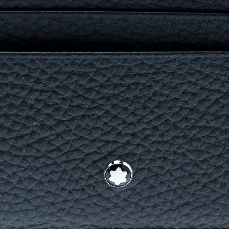 مملوكة مسبقًا Montblanc Navy Blue Soft Grain Leather Meisterstuck Card Holder 6CC