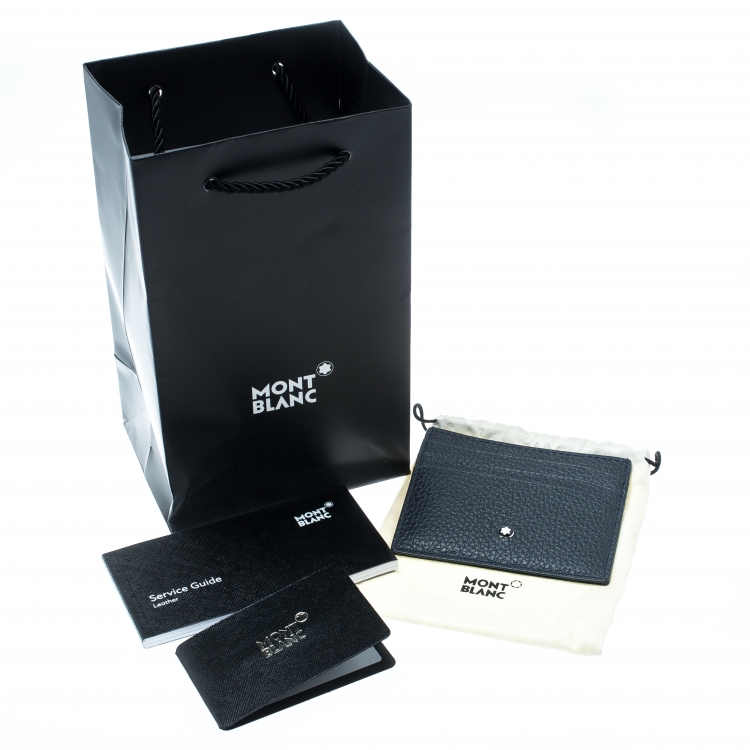 مملوكة مسبقًا Montblanc Navy Blue Soft Grain Leather Meisterstuck Card Holder 6CC
