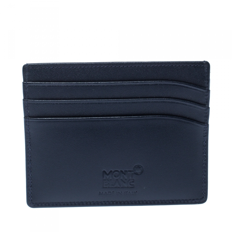 Pre Owned Montblanc Navy Blue Meisterstuck Leather Card Holder 6CC