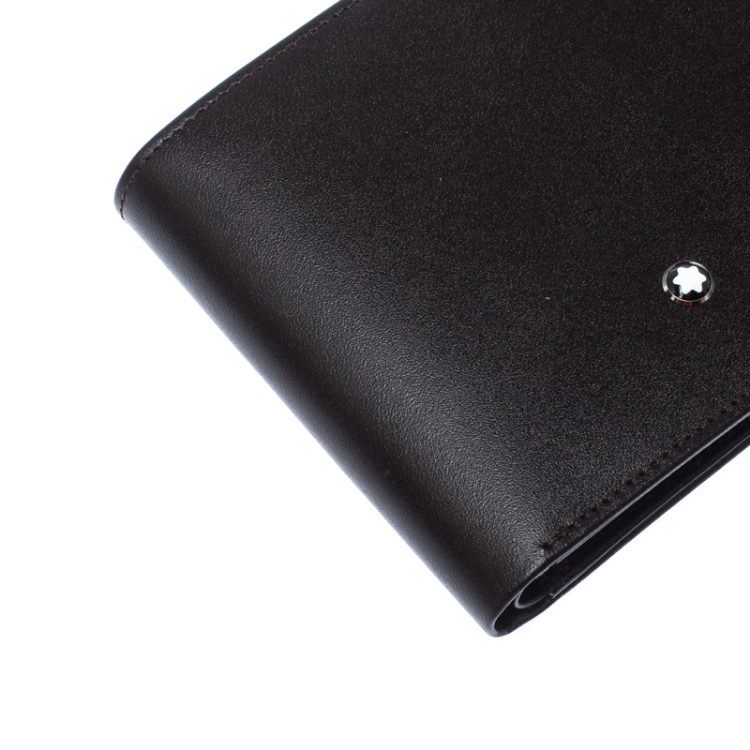 Pre Owned Montblanc Dark Brown Leather Meisterstück Bifold Wallet 